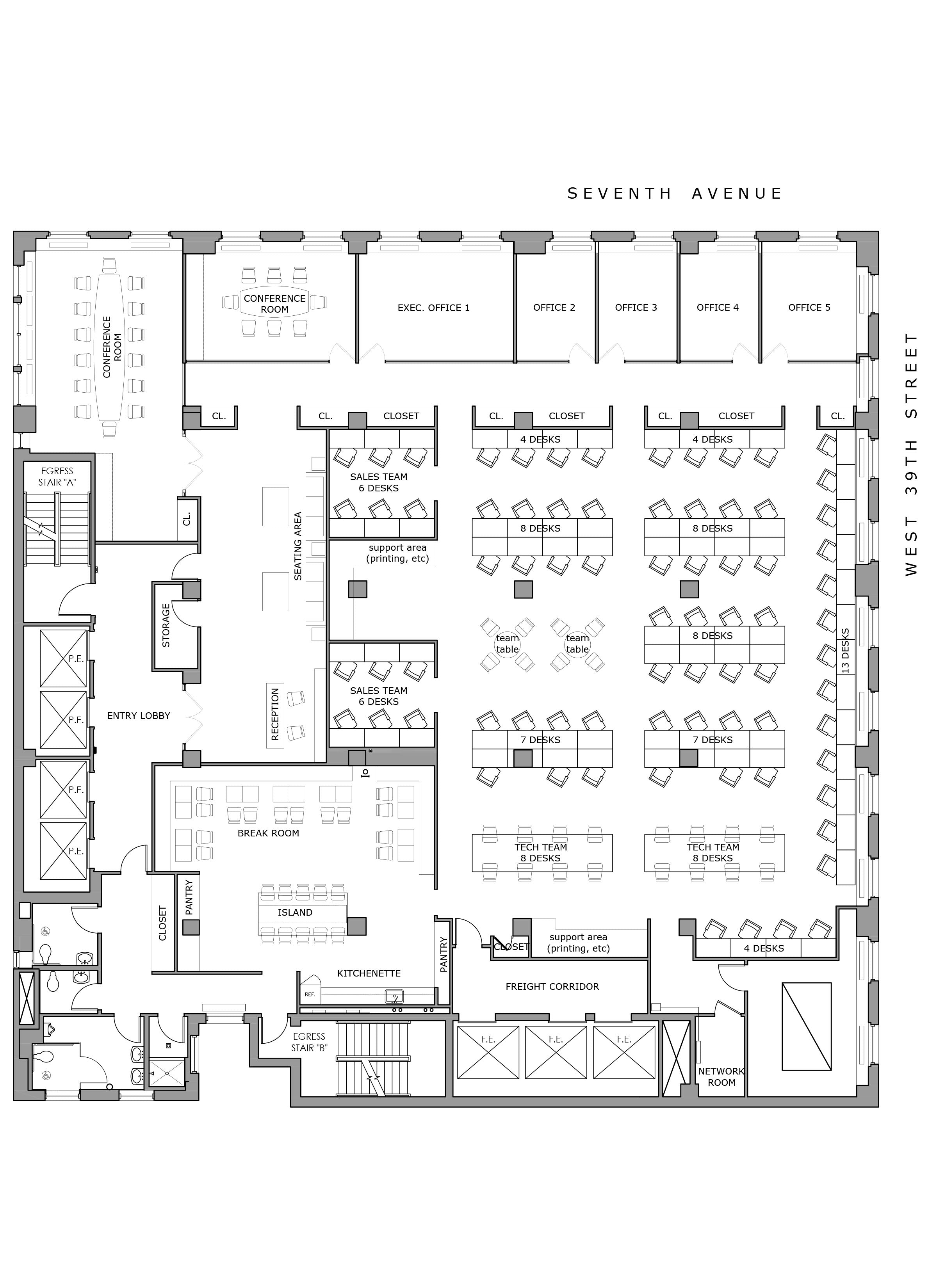 Floor plan design - Office test fit_NYC