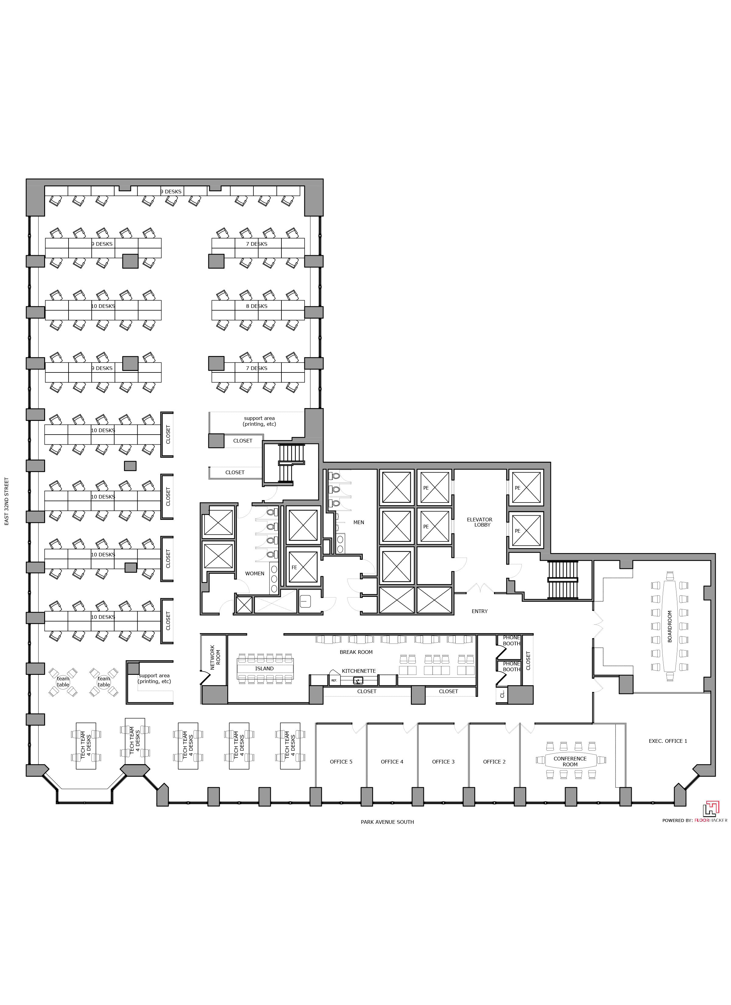 Floor Plan Design - Office Test Fit_Park Avenue South PAS, NYC